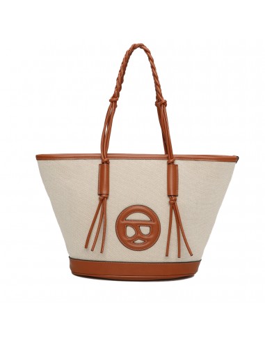 Bolso Capazo Elsa Binnari, Rafia, Cuero