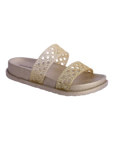 Chanclas Amichi Doble Tira, PVC, Oro