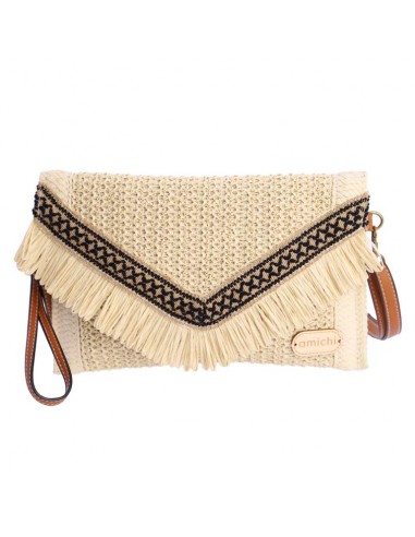 Bandolera Con Solapa de Rafia Amichi,...
