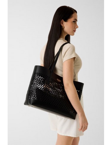Bolso Tote Guess Letty  Perforado, Negro