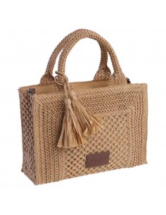 Bolso De  Rafia  Con Borlon...