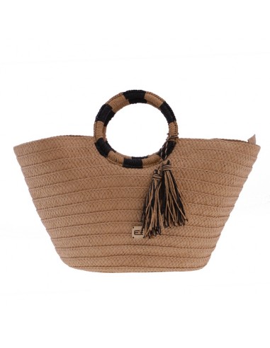 Cesto Ráfia Alças Aros Akina EFerri Bege