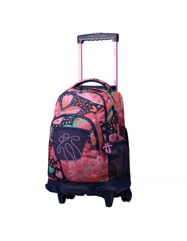 Mochila Carrito Integrado Doble Purpurina Corazones Renglones Totto