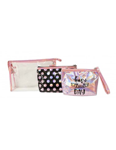 Necessaire 3 em 1 de Vinil Transparente