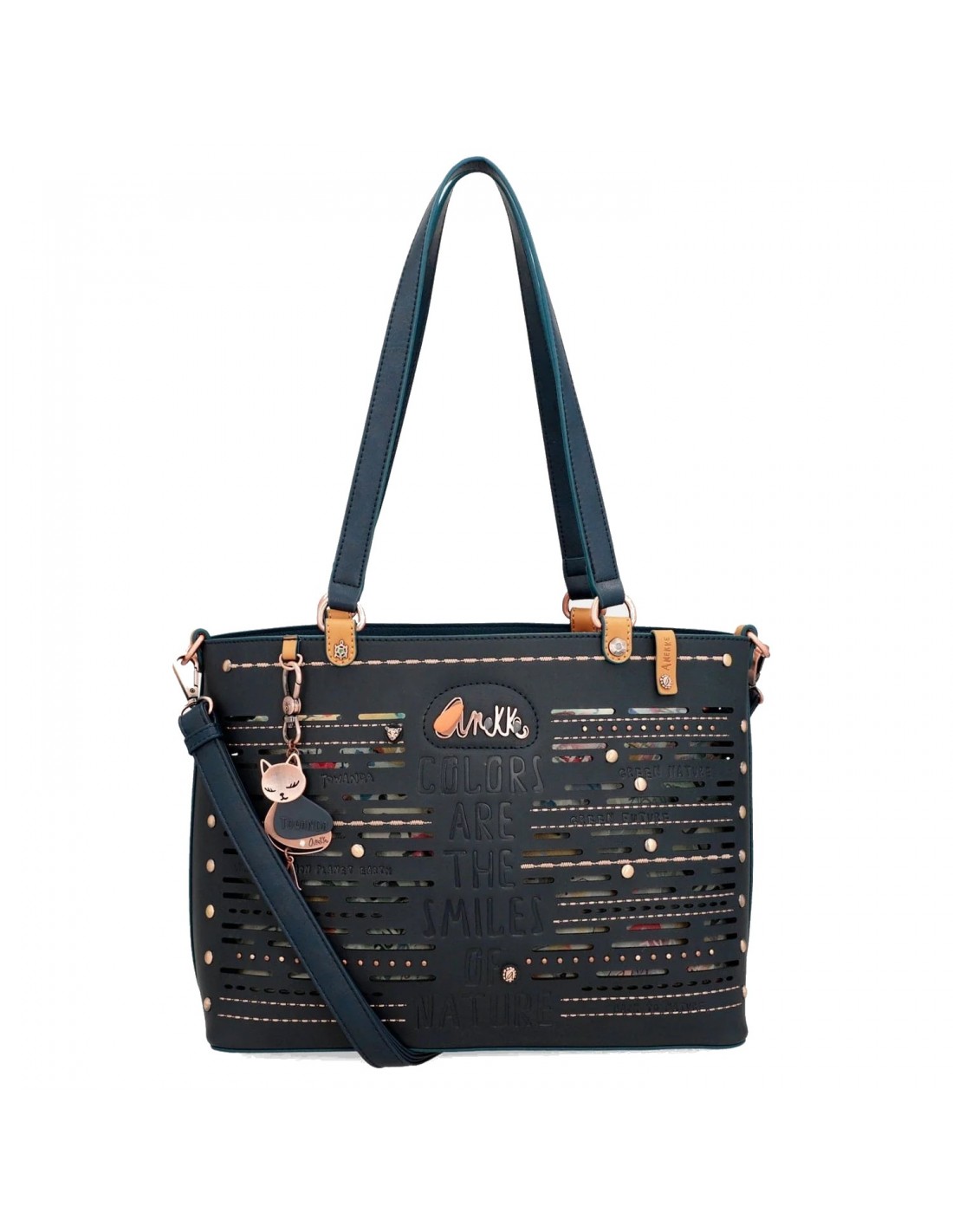 Anekke Schultertasche Dunkelblau - Boutique Umhängetasche Mit Stickerei