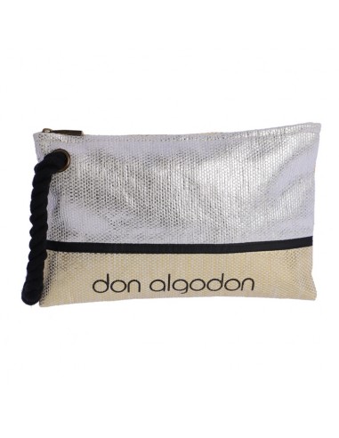 Cartera de Mano Don Algodón, Asa Cordón, Rafia, Metalizado