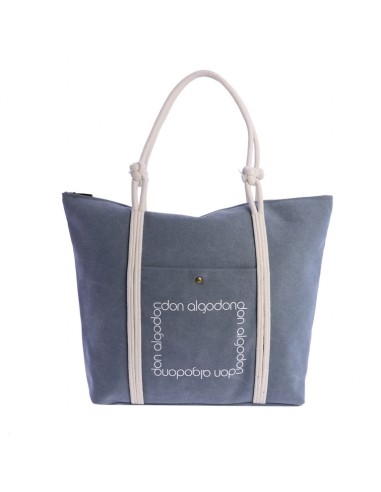 Saco Shopper Don Algodón Logo Lona Azul