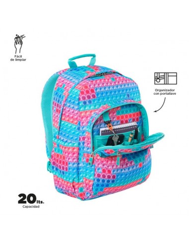 Mochila Escolar Totto Adaptable, PC 14, 44 cm, Pupit Acuareles