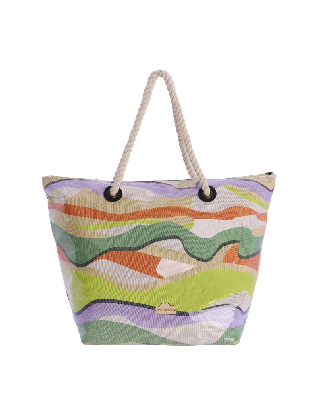 Bolso Playero Don Algodon Mafalda, Lona Plastificada, Multicolor