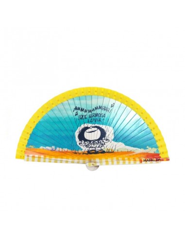 Leque Mafalda de Madeira 23cm Amarelo